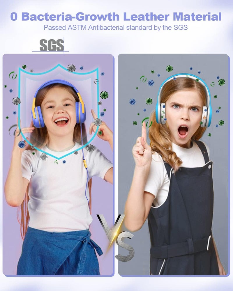 awatrue Kids Headphones Wired with Microphone for ipad Computer Laptop for Boys Girls Volume Limit Foldable Over Ear Headset for School 3.5mm Jack - Image 3